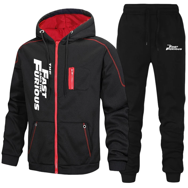 Winter Clothing Pk - ชุดวอร์มยอดนิยมสำหรับฤดูใบไม้ร่วงและฤดูหนาวปี 2026 สำหรับชายและหญิง เสื้อแจ็คเก็ตมีฮู้ดแบบมีซิป + กางเกงวิ่ง