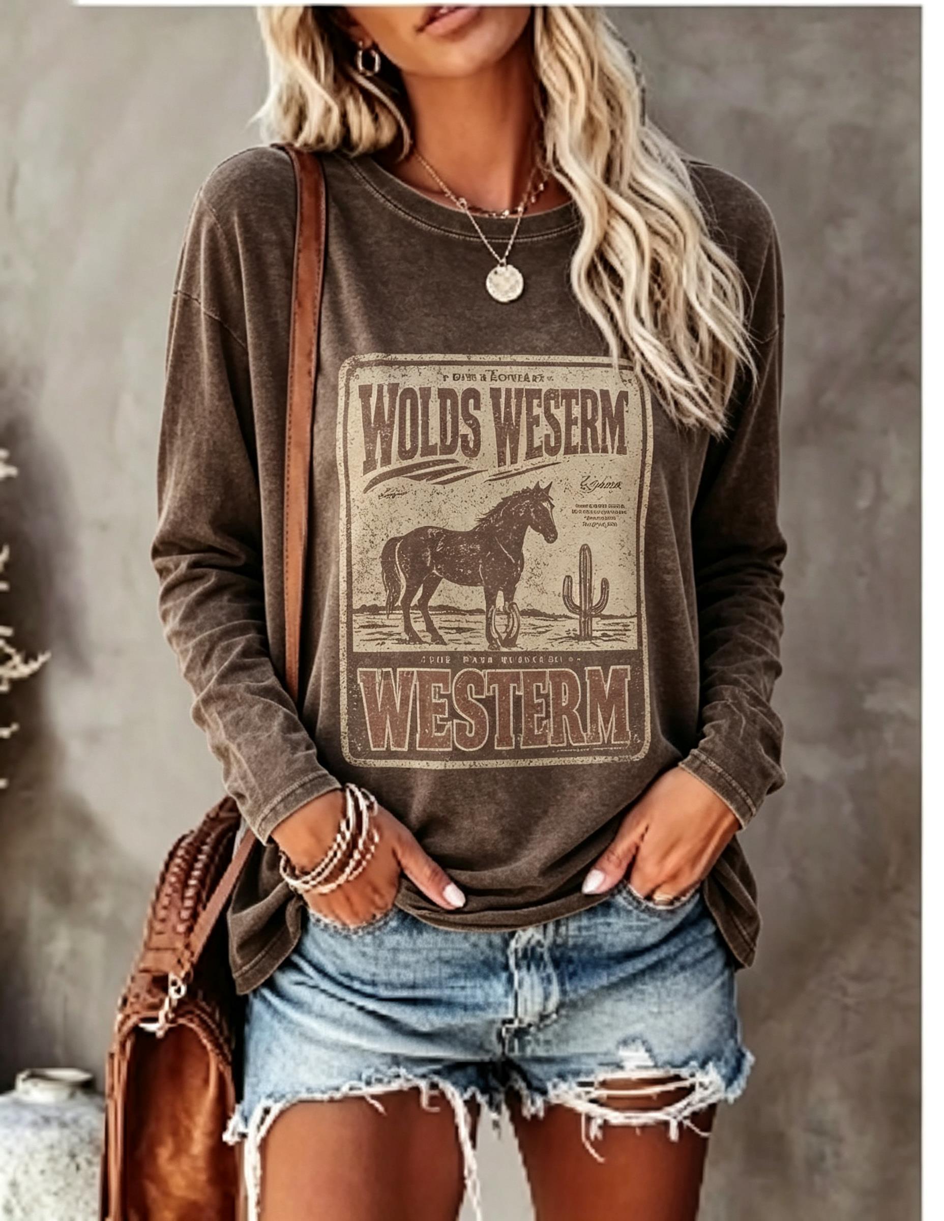 เสื้อยืดแขนยาวผู้หญิง ลายโปสเต - Winter Clothing For Women บทวิจารณ์และราคา
